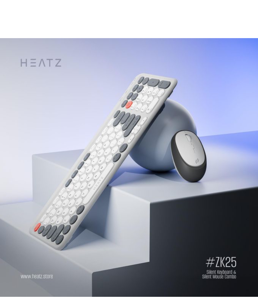 HEATZ ZK25 3 in 1 Wireless Keyboard and Mouse Combo with 2.4GHz Bluetooth 5.2BT USBC-Black