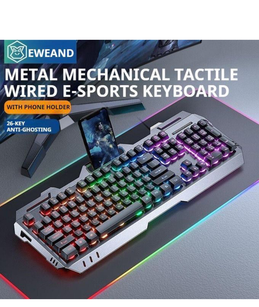 General GX80 wired backlit keyboard Cool backlight Mechanical feel Ergonomic design Waterproof and dustproof Used for office and games