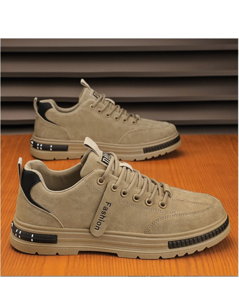 Men's Sneakers Low Top Shoes Lace Up - Beige