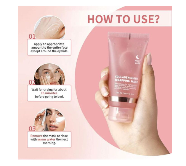Crystal Collagen Mask TWG Collagen Night Wrapping mask 75ml with spatula
