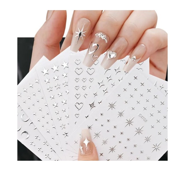 Hefeng Nail Art Stickers Metal silver Self adhesive